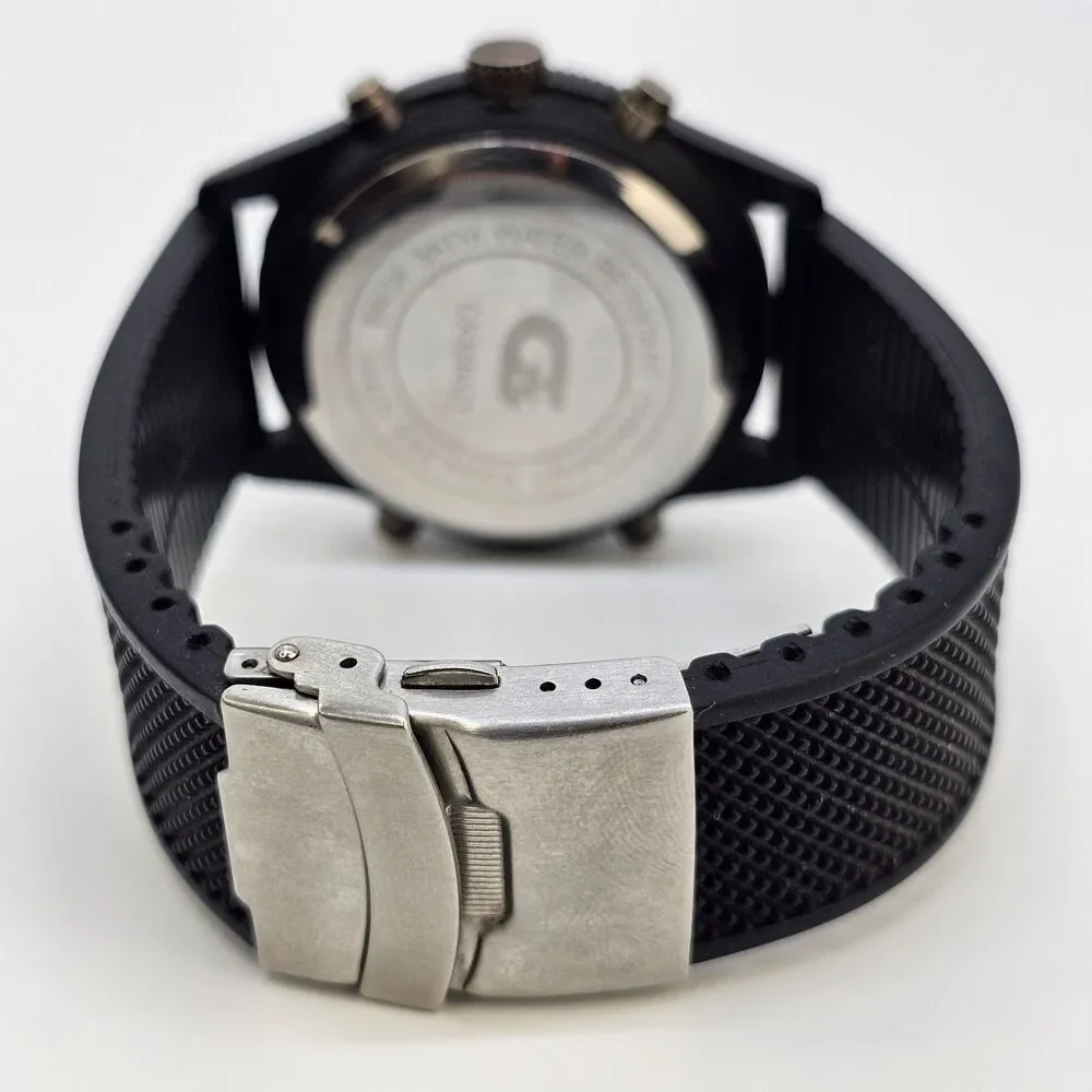 Men CX2 Croton Sport Black Tone Silicone Analog Digital Watch 46MM New Batteries